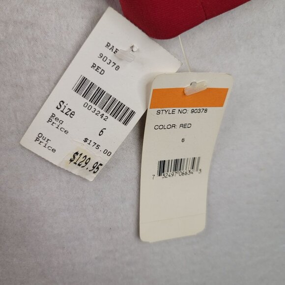 VTG Adolfo Red Button-Up Blazer Size 6 Leopard Print Removable Collar Deadstock - Picture 7 of 13